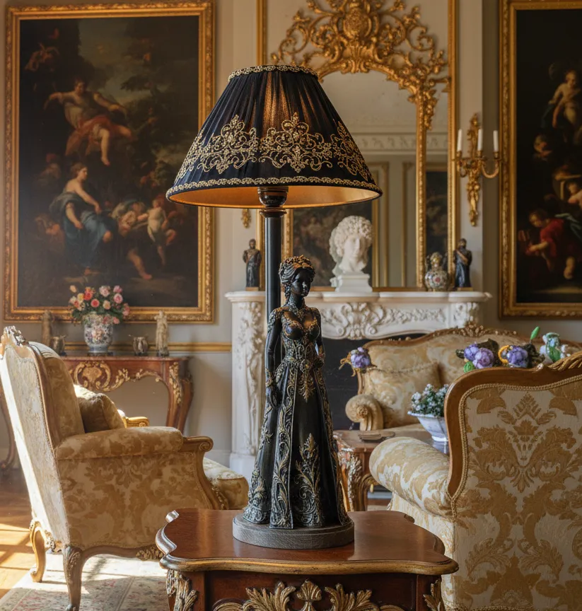 Pied de Lampe "France" noir bronze